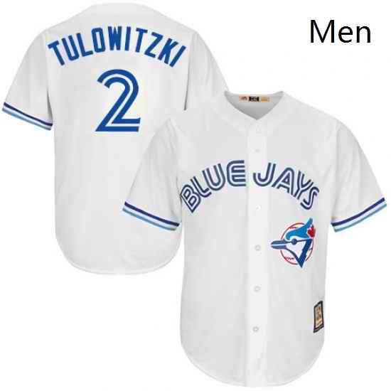 Mens Majestic Toronto Blue Jays 2 Troy Tulowitzki Authentic White Cooperstown MLB Jersey